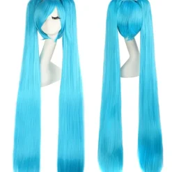 47 tum/120 cm 2 Hästsvansar Lång Rak Cosplay Kostymfest Peruk (Cyan Blå)><noscript><img width=
