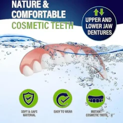 2 uppsättningar proteser, övre och nedre käkproteser, naturliga och bekväma, skydda tänderna och återfå ett självsäkert leende> Tillbehör