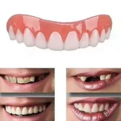 2 uppsättningar tandproteser, övre och nedre käktandproteser, naturliga och bekväma, skyddar E-tänder och återfår ett självsäkert leende> Tillbehör