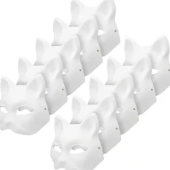 10 Vita Kattansiktsmasker för DIY, Halloween & Cosplay> Masker