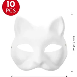 10 Vita Kattansiktsmasker för DIY, Halloween & Cosplay [ZHE]> Masker