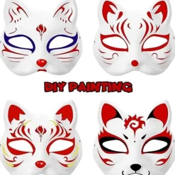 10 Vita Kattansiktsmasker för DIY, Halloween & Cosplay [ZHE]><noscript><img width=