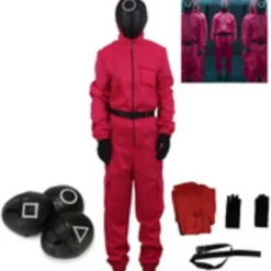 2025 Vuxna Barn Unisex Squid Game 2 Kostym Cosplay Jumpsuit + Squid Game Mask Halloween Outfit Gåvor Party triangle> Dräkter