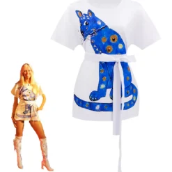 ABBA Agnetha Fältskog Kostym Blå Outfit för Halloweenfest Retro Klänning M 160cm[YDE]> Dräkter