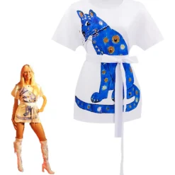 ABBA Retro Stil Agnetha Fältskog Cosplay Kostym Outfit Halloween Party Kostym Blå Agnetha XL> Dräkter