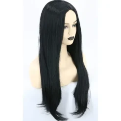 Adams Mamma Cosplay Peruk Dam Lång Svart Rak Peruk Halloween><noscript><img width=