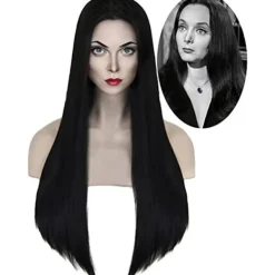 Adams mamma Cosplay Peruk Kvinna Lång Svart Rak Peruk Halloween> Peruker
