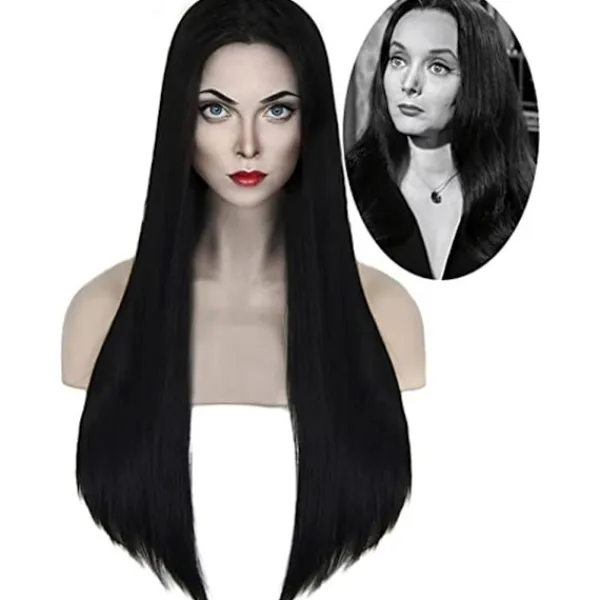 Adams mamma Cosplay Peruk Kvinna Lång Svart Rak Peruk Halloween> Peruker