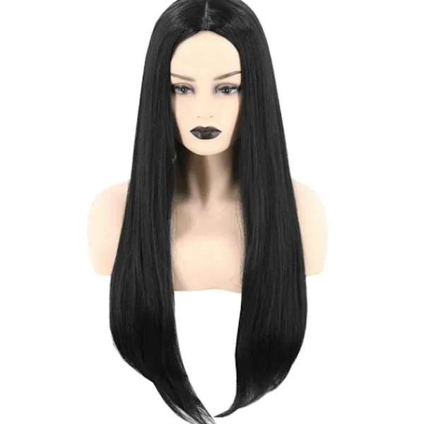 Adams mamma Cosplay Peruk Kvinna Lång Svart Rak Peruk Halloween> Peruker