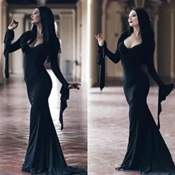 Adams Mammas Cosplay-Peruk Kvinnors Lång Svart Rak Peruk Halloween><noscript><img width=