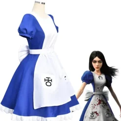 KOOLYOU Alice Madness Returns Cosplay-kostym Halloween Maid-klänningar Förklädesklänning för kvinnor anime Flickor karnevalsklänning fest M black><noscript><img width=