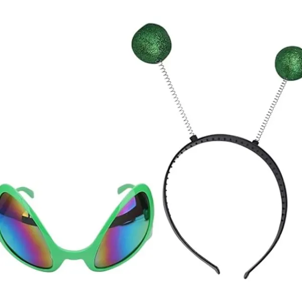 Alien Kostym Tillbehör Alien Glasögon Plast Marshuvudband för Halloween 2PCS> Tillbehör