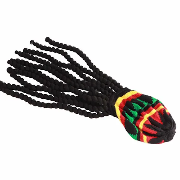 Andningsbar stickad baskerhatt med lång svart dreadlock-peruk för sommar, vinter, Halloween-fest> Peruker