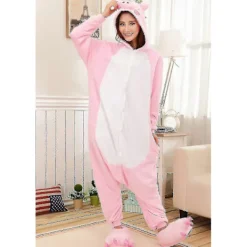 TryggHandla Animal Onesie Dam Flannel Pyjamas Set Vuxen Unisex Män Halloween Gris Cosplay Kostym Par-lingling} 10T(Height 125-134CM><noscript><img width=