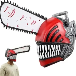 Anime Chainsaw Man Cosplay Skräck Latex Mask Halloween Blodig Pochita Denji Läskig Hjälm Huvudbonad Maskeradfest Kostymrekvisita> Masker