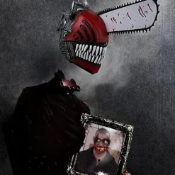 Anime Chainsaw Man Cosplay Skräck Latex Mask Halloween Blodig Pochita Denji Läskig Hjälm Huvudbonad Maskeradfest Kostymrekvisita><noscript><img width=