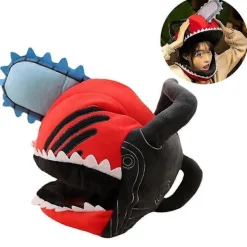 Anime Chainsaw Man Hatt Rolig Plysch Huvudbonad Mjuk Plysch Mask Kostym Halloween Party Cosplay Rekvisita För Vuxna fp> Huvudbonader