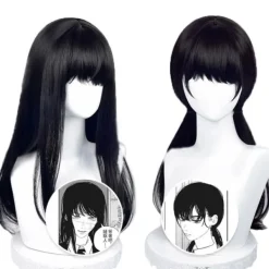 Anime Chainsaw Man Mitaka Asa Cosplay Peruk Asa Mitaka Lång Svart A2> Peruker