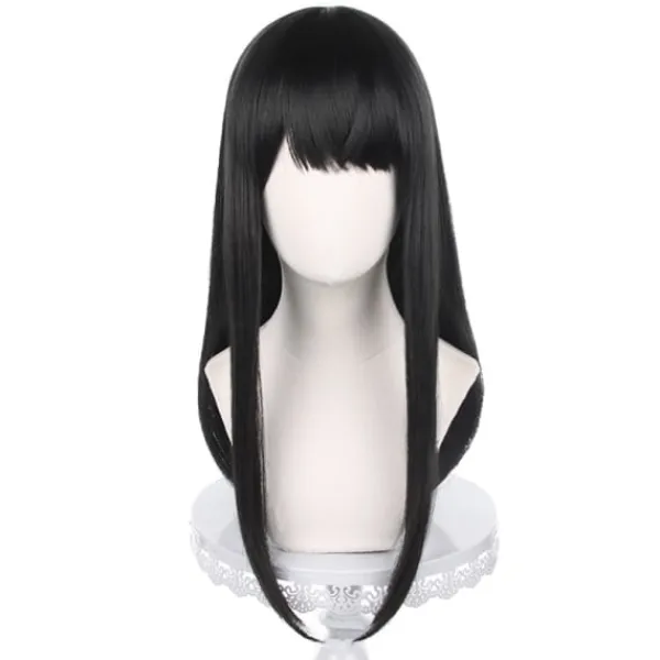 Anime Chainsaw Man Mitaka Asa Cosplay Peruk Asa Mitaka Lång Svart A2> Peruker