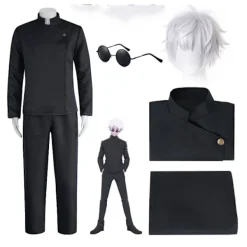 Anime Cosplay Kostym Kimono Robe Geto Suguru Cosplay Outfit Uniform Halloween Anime Kostym med Peruk M> Dräkter