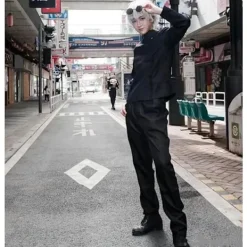 Anime Cosplay Kostym Kimono Robe Geto Suguru Cosplay Outfit Uniform Halloween Anime Kostym med Peruk M><noscript><img width=