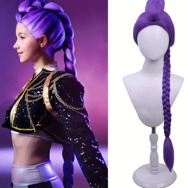 Anime Cosplay Peruk med Flätad Hästsvans> Peruker