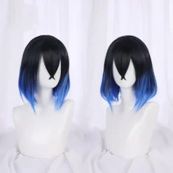 Anime Cosplay Peruker, Värmebeständiga Syntetiska Peruker för Halloween, Vardagliga Festkläder Tillbehör (Svart Mörkblå Gradient)><noscript><img width=