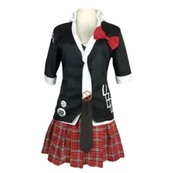 KOOLYOU Anime Danganronpa Enoshima Junko Cosplay Kostym Uniform Cafe Arbetskläder Kort Kjol Dubbel Svans Fläta Peruk Halloween Kostym costume2> Dräkter