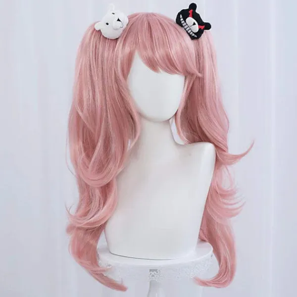 Anime Danganronpa Enoshima Junko Cosplay Peruk Rosa Lång Vågig Med Hästsvansklämma Vita Svarta Björn Hårnålar Flickpresent Peruk och håraccessoarer Wig and hearwear One Size | Fyndiq> Peruker