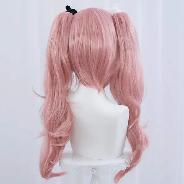 Anime Danganronpa Enoshima Junko Cosplay Peruk Rosa Lång Vågig Med Hästsvansklämma Vita Svarta Björn Hårnålar Flickpresent Peruk och håraccessoarer Wig and hearwear One Size | Fyndiq> Peruker