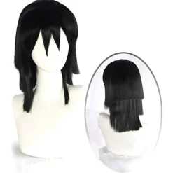 Anime Demon Slayer Kimetsu No Yaiba Iguro Obanai Cosplay Peruker Kostymer_Kvalitetsgåvor Svart 1 st 1pc> Peruker
