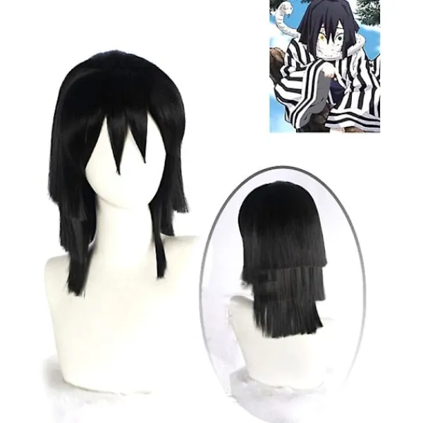 Anime Demon Slayer Kimetsu No Yaiba Iguro Obanai Cosplay Peruker Kostymer_Kvalitetsgåvor Svart 1 st 1pc> Peruker
