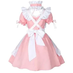 Anime Fransk Hembiträde Förkläde Lolita Maskerad Cosplay Kostym Pälsig Katt Öra Handskar Strumpor Set för Kvinnor-Perfekt XL><noscript><img width=