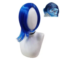 Anime Insidan Ut 2 Sorgsen Cosplay Peruk Kvinnor Män Kort Blå Bob Peruk Rakt Hår Halloween Juldräkt> Peruker