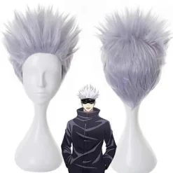Anime Jujutsu Kaisen Gojo Satoru Cosplay Kostym Ögonlapp Peruker Glasögon Kostym Halloween Kostymer för Män-Perfet S> Peruker