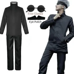 Anime Jujutsu Kaisen Gojo Satoru Cosplay Kostym Ögonlapp Peruker Glasögon Kostym Halloween Kostymer för Män-Perfet S><noscript><img width=