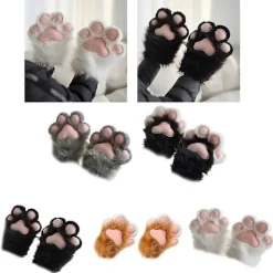 BRONZE Anime Katt Tassar Handskar Furry Plysch Djurtassar Handskar för Flicka Vuxen Halloween Party Kostym Handskar Cosplay Tillbehör Svart [BR]> Tillbehör