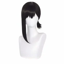 Anime Kort Svart Cosplay Peruk Med Lugg För Motorsågsmannen Halloween Cosplay (higashiyama kobeni)> Peruker
