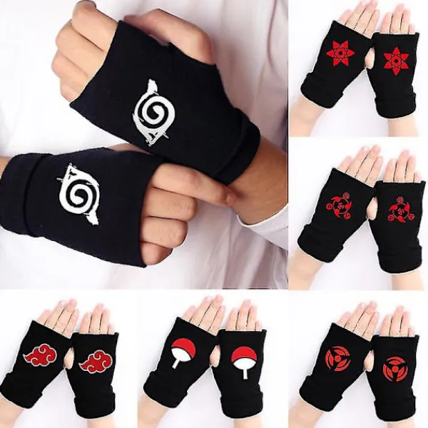 Anime Naruto Cosplay Handskar för Kvinnor Män Barn Akatsuki Röda Moln Ninja Cosplays Fingerlösa Cykelhandskar Leksaker Fans Present style 5> Tillbehör
