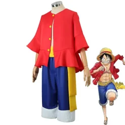 Anime One Piece Cos Suit Monkey D. Luffy Cosplay Kostym Stråhatt Skor Rekvisita Två år senare generationens Kläder Halloween Ny> Dräkter