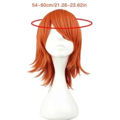 Anime One Piece Nami peruk orange, lämplig för rollspelsfester, lockigt hår, smink, dansfester, syntetisk peruk orange><noscript><img width=