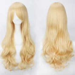 Anime peruk cos knappnät högtemperatur silke 80CM långt lockigt hår-K027-02> Peruker