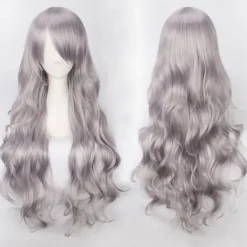 Anime peruk cos knappnät högtemperatur silke 80CM långt lockigt hår-K027-30> Peruker