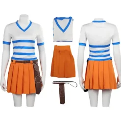 KOOLYOU Anime Piece Cos Nami Cosplay Kostym Topp och Kjole med Andra Accessoarer För Kvinnor Halloween Karneval Dräkt XL Nami C><noscript><img width=