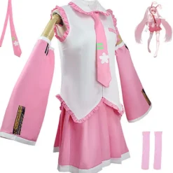 Anime Rosa Hatsune Miku Maid Cosplay Kostym Outfit Peruk Dam Fancy Dress Endast Peruk One Size><noscript><img width=