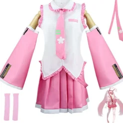 Anime Rosa Hatsune Miku Maid Cosplay Kostym Outfit Peruk Dam Fancy Dress Endast Peruk One Size><noscript><img width=