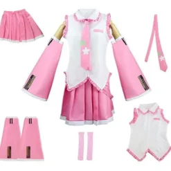 Anime Rosa Hatsune Miku Maid Cosplay Kostym Outfit Peruk Dam Fancy Dress Endast Peruk One Size><noscript><img width=