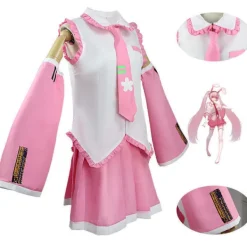 Anime Rosa Hatsune Miku Maid Cosplay Kostym Outfit Peruk Dam Fancy Dress Endast Peruk One Size><noscript><img width=