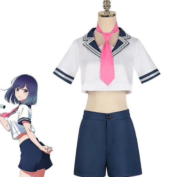Anime Ruby Hoshino Cosplay Uniform Peruk Oshi No Ko Akane Kurokawa Kvinnor Halloween Party Kostym Topp Kjol Shorts Slips Kostym XL 2> Dräkter