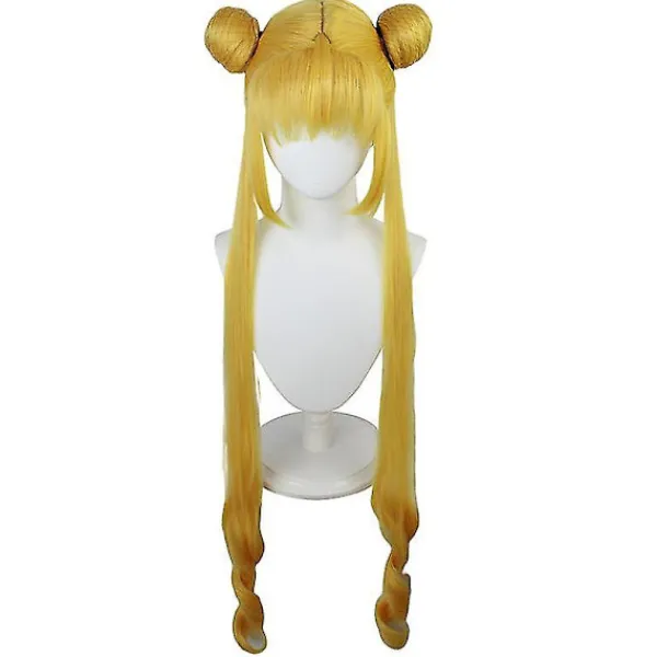 KOOLMEI Anime Sailor Moon Peruk Cosplay Kostym Dam Gyllene långt syntetiskt hår Halloween Party Rollspel Peruker> Peruker